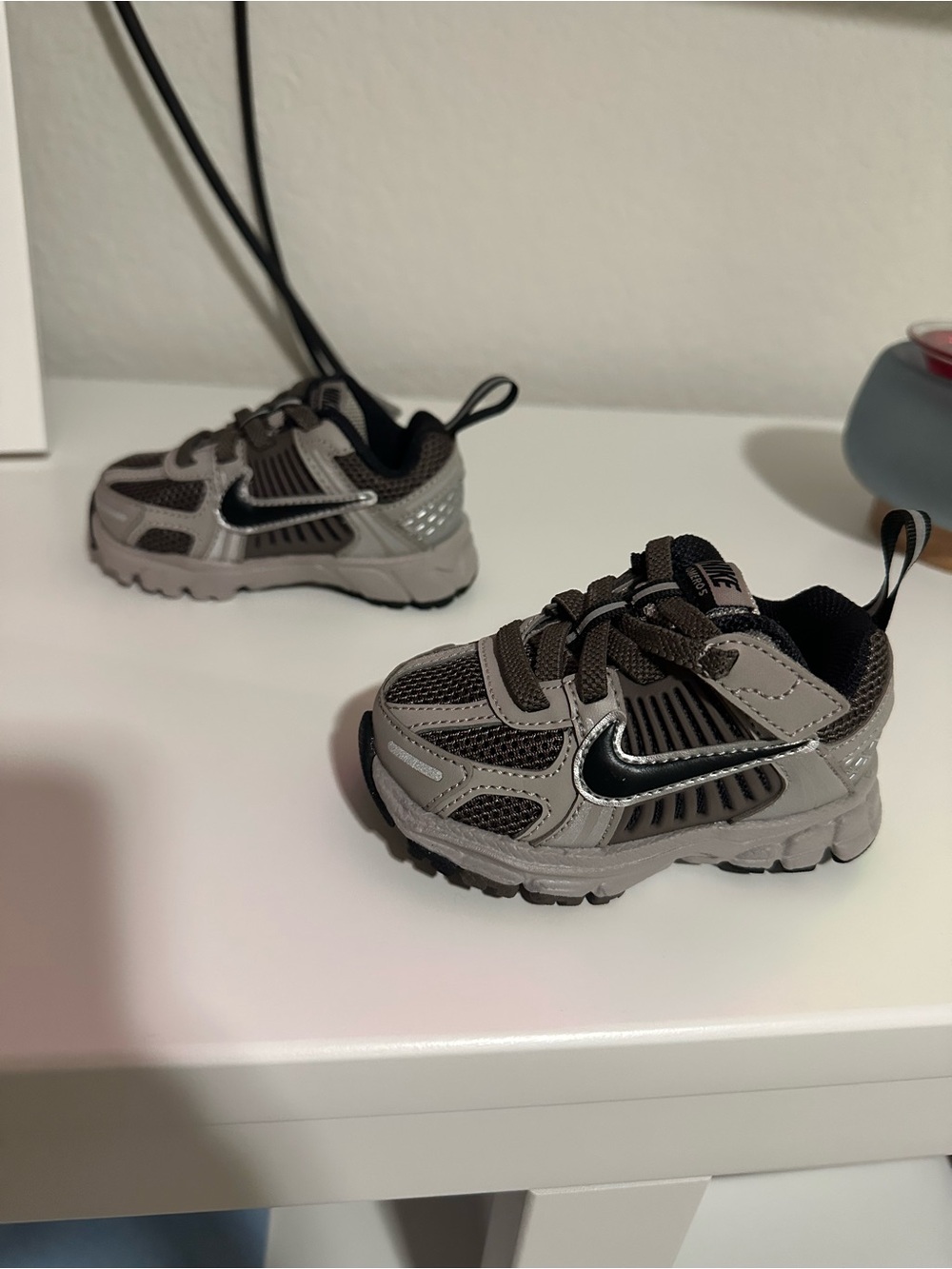 Nike Kids Grey and Black Trail-Style Sneakers
